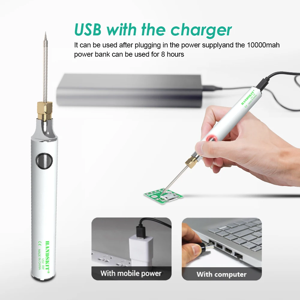 USB Portable Mini Electric  Charging  Soldering Iron Outdoor Aerial Work 5V 8W adjustable Temperature Kit