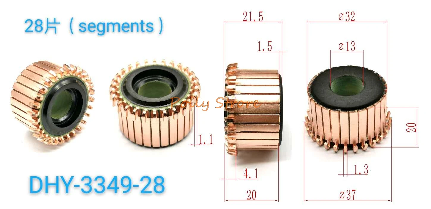 

10pcs 13mm x 32mm x 21.5mm 28P Copper Bars Alternator Electric Motor Commutator DHY-3349-28