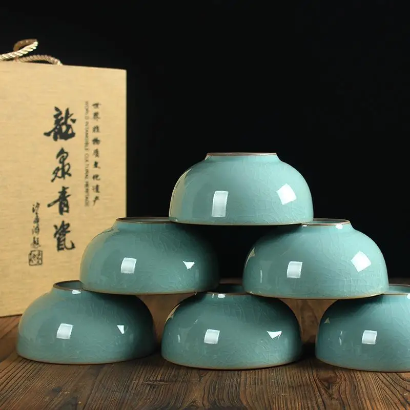 Ceramic Tableware Creative Rice Bowl Celadon Kiln 4.5 Inch Luohan Bowl Household Porridge Bowl Soup Bowl Dessert Bowl Ramen Bowl