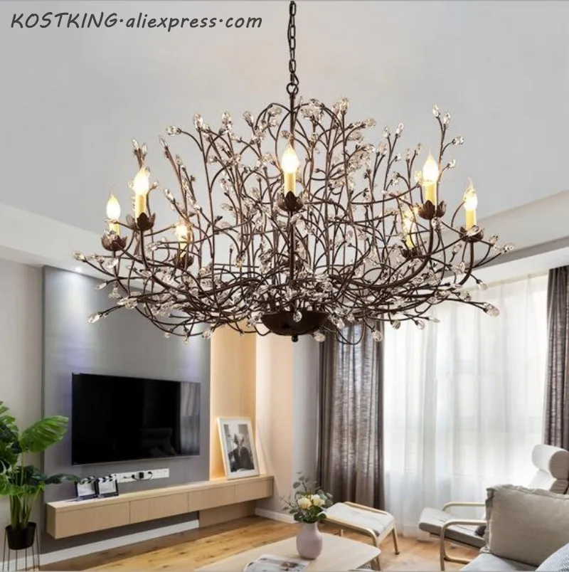 Modern Nordic Crystal Chandelier Lamp Crystal Light Fixture Rustic Chandelier for Dining Room Kitchen E14 6 8 Light Led Lamps