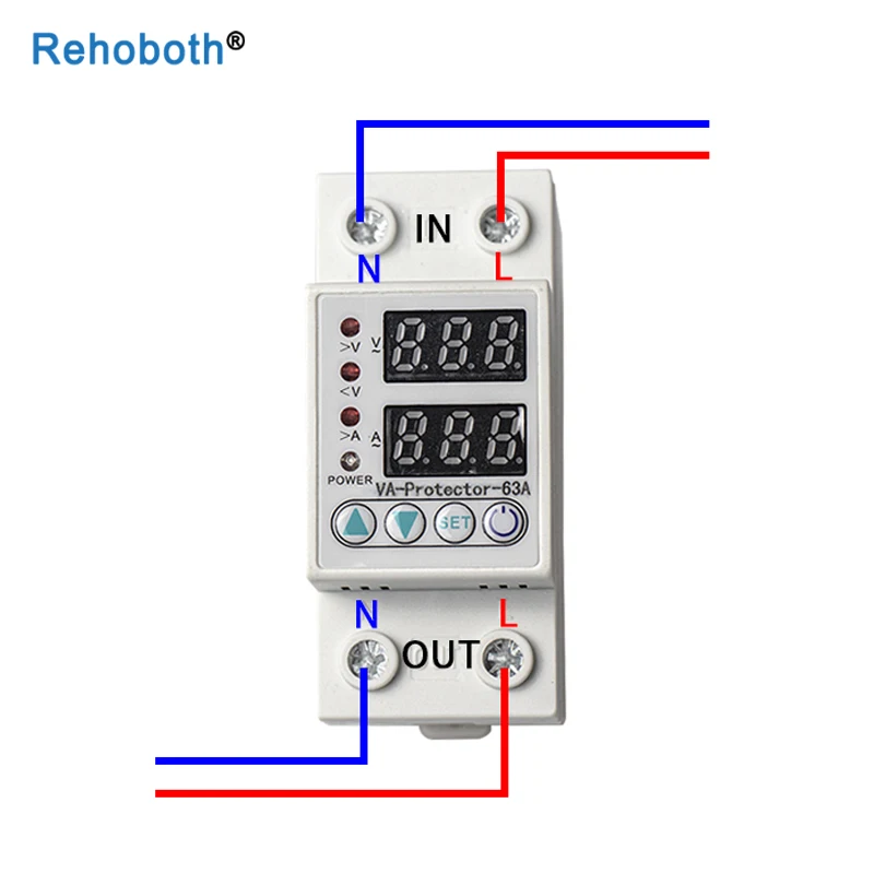 Relé Protector de bajo voltaje de 220V, dispositivo de protección de Riel Din con corriente límite, 40A, 63A, pantalla LED Dual ajustable