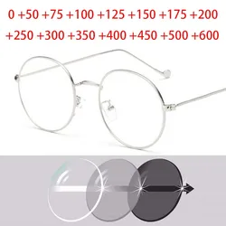 Fashion Design Metal Round Frames Reading Glasses Men Women Optical Glasses Unisex Eyewear +50 +75 +100 +150 +200 +250 To +600