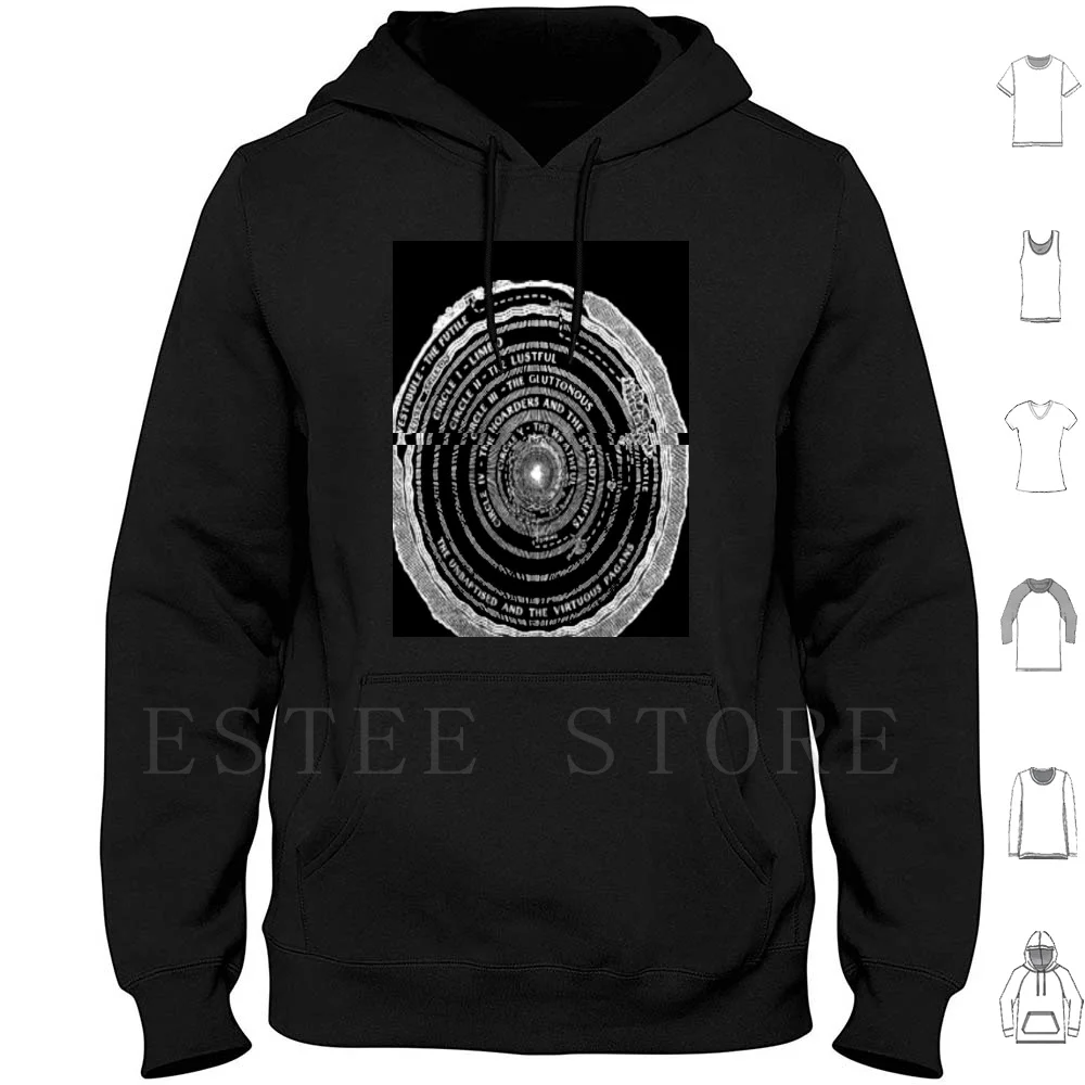 Dante : Upper Hell Hoodie Long Sleeve Dante Divine Comedy Inferno Divina Commedia Medieval Renaissance Italian Italy