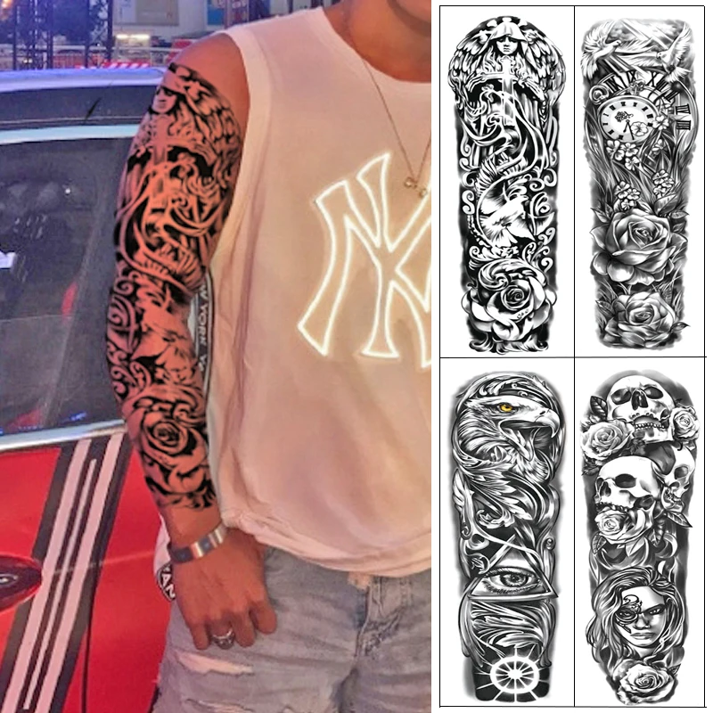 Extra Large Temporary Tattoos Full Arm and Half Arm Tattoo Sleeves for Men Women