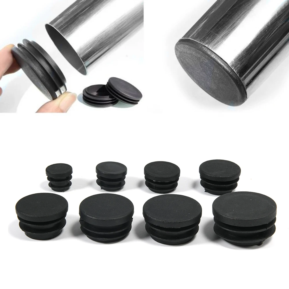 10Pcs Black Plastic Furniture Leg Plug Blanking End Cap Bung for Round Pipe Tube Hot-selling Desk Chair