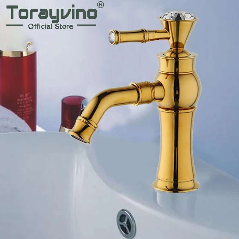 

Luxury Basin Faucet Gold Bathroom Mixer Tap Brass With Diamond Single Handle Faucets Grifo De Lavabo De Ba O Cascada Mixer Taps