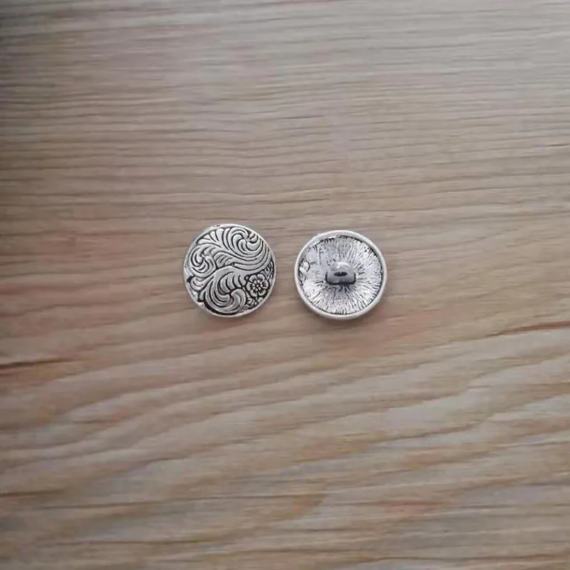 ZXZ 20pcs Coat Button Flower Heart Flower Round Metal Beads Button Sewing For Leather Craft Clothes Bags Accessories