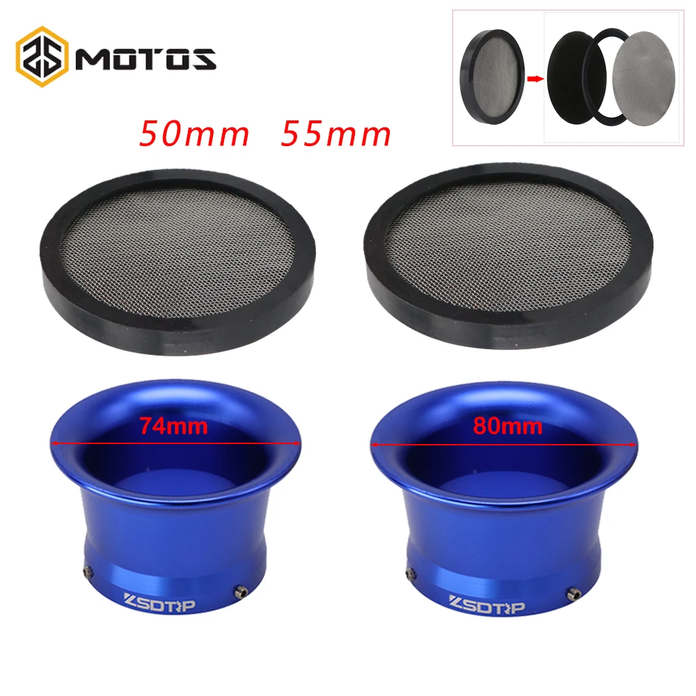 ZS MOTOS 50mm 55mm Motorcycle Carburetor Air Filter With Mesh Cleaner Intake Tube Scooter Modified For PE PWK24 26 28 30 32 34