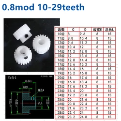 Convex step pom 0.8 mod 16t/17t/18t/19t/20t/21t/22t/23t/24t/25t/26t/27t/28t/29t to 89t teeth plastic plastic nylon gear