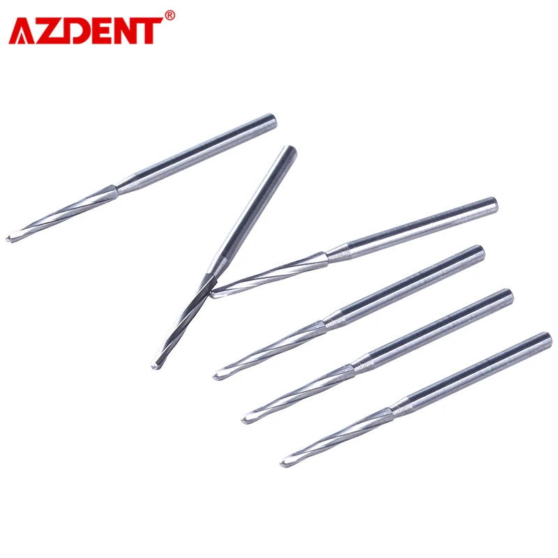 Azdent Dental Carbide Bone Cutters, Acabamento Burs, Tungsten Steel, Aço Girando Needle, FG, Zekrya, 28mm, 6pcs por caixa