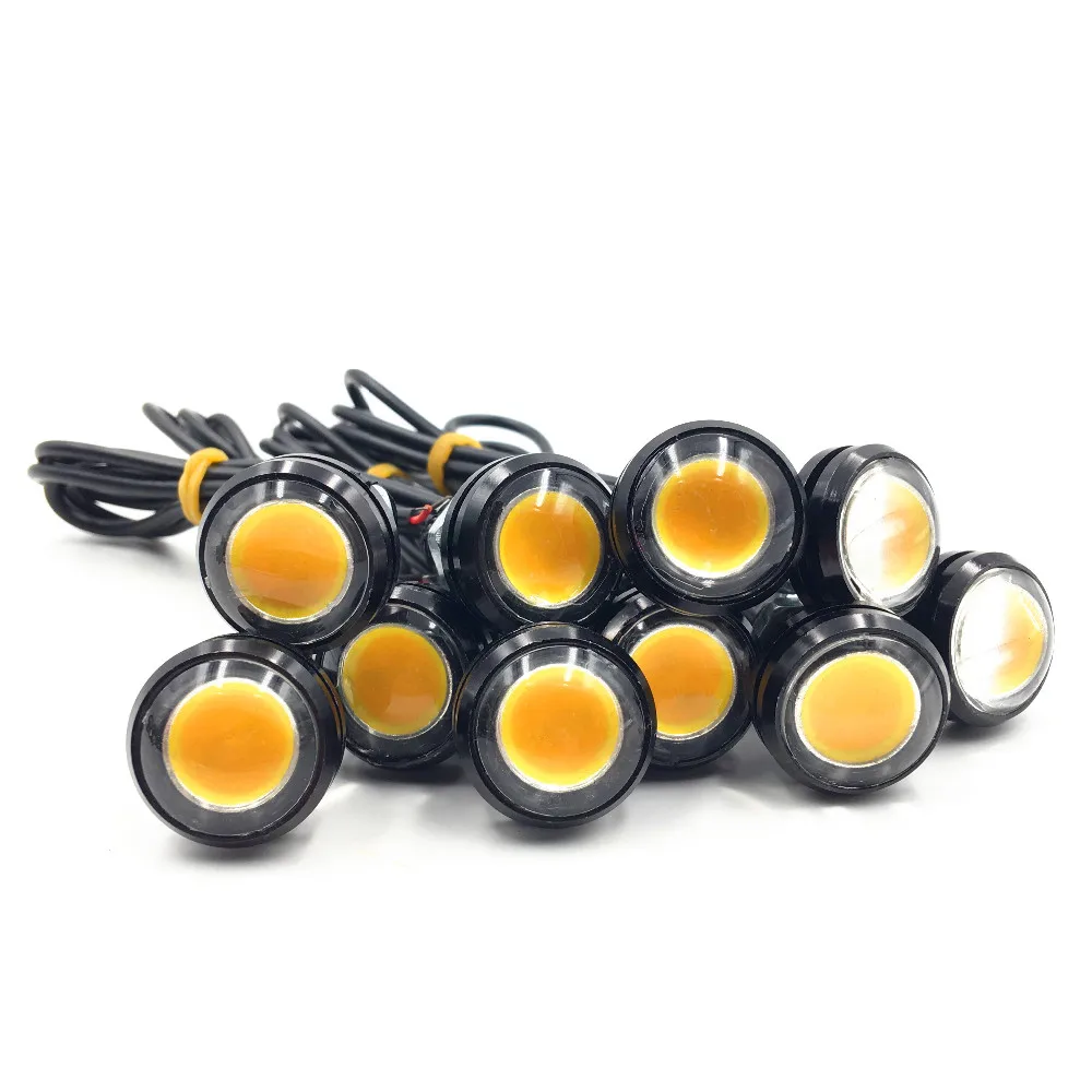 10X 3K 3000K Amber Yellow 23mm 12V 24V Motor Car 9W LED Eagle Eye Fog Driving DRL Lights