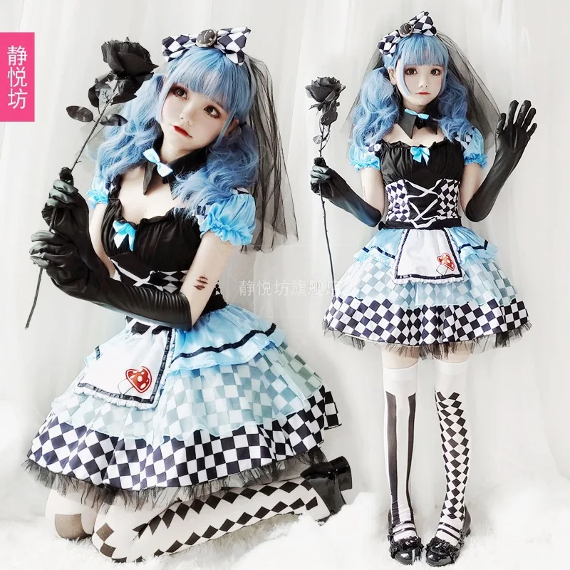 

Halloween Costume Adult Girl Alice Maid Silk Vampire Clown Costume Loli Lolita Puff Dress Princess sweet lolita dress