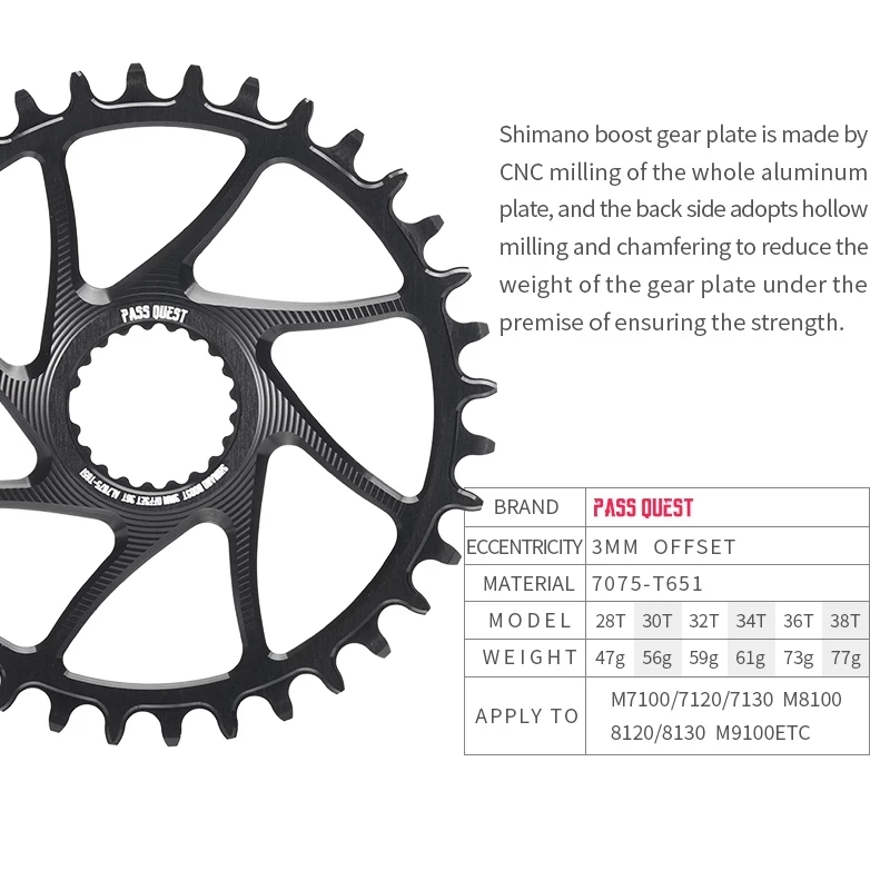 12 Speed 6mm Offset For Deore Xt M7100 M8100 M9100 Shimano Boost Bike Chainring 28T 38T MTB Narrow Wide Bicycle Chainwheel