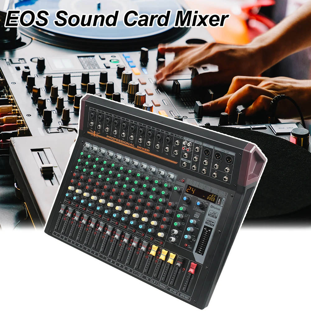 Newest 24 Mono Portable Sound Mixer MP3 Player Profession Stage Bluetooth USB Interface Microphone Computer Voice Changer