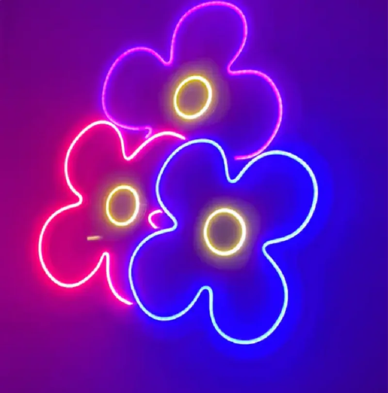 Custom Flower Anime Led Kawaii Cute Neon Sign Light Decor Indoor Wall Hanging Girl Gift Birthday Kids Room Bedroom Neon Decor