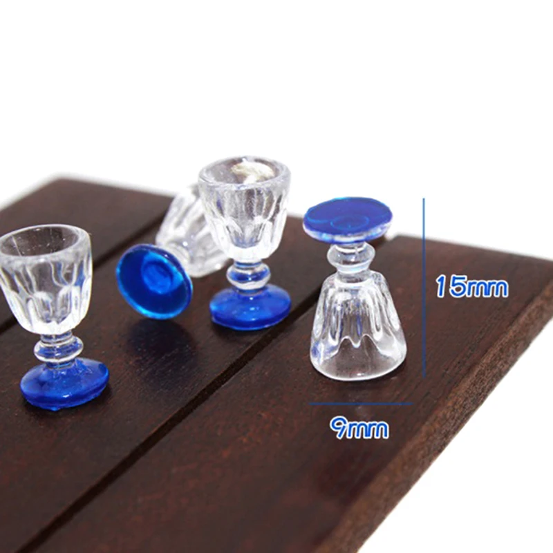 4Pcs 1:12 Scale DIY Parts Plastic Transparent Goblet Miniature Mini Wine Beer Cup Dollhouse Craft Home Decoration Glass Model