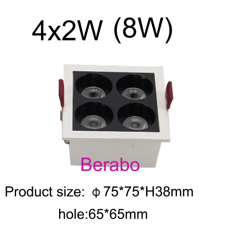 Lampada da soffitto a LED quadrata da incasso a griglia rettangolare da incasso 6W 8W 10W 18W 20W AC85 ~ 265V faretto a LED per la decorazione del negozio di casa