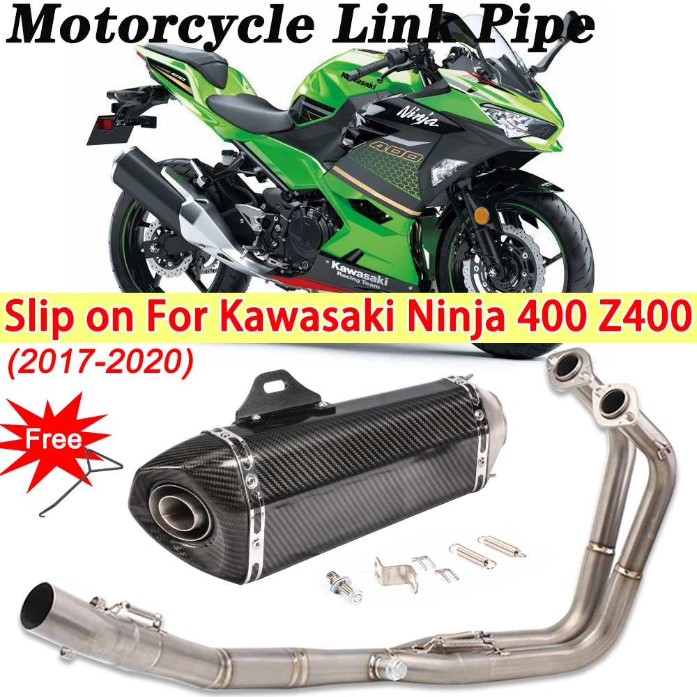 

51mm Motorcycle Exhaust Escape Moto Middle Link Pipe Muffler With DB Killer Silencer Slip on for Kawasaki Ninja 400 Z400