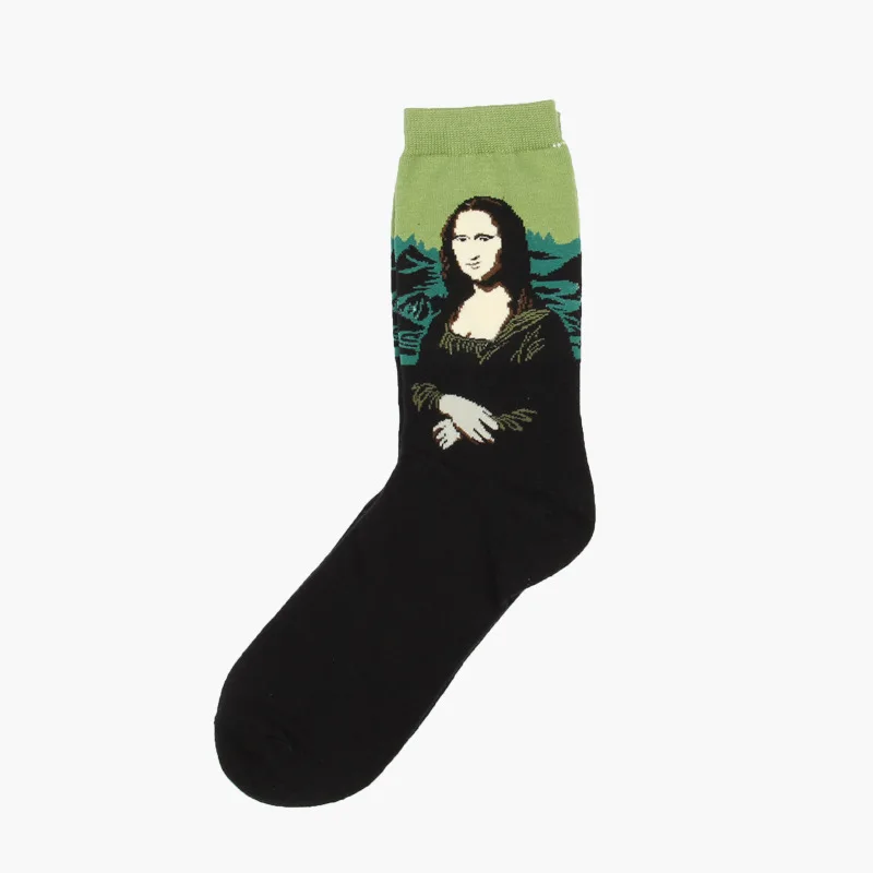 Retro Art Renaissance Oil Painting Socks Van Gogh Polyester Mona Lisa Gustav Klimt Long Sock Winter Autumn Cotton Men Women Sock