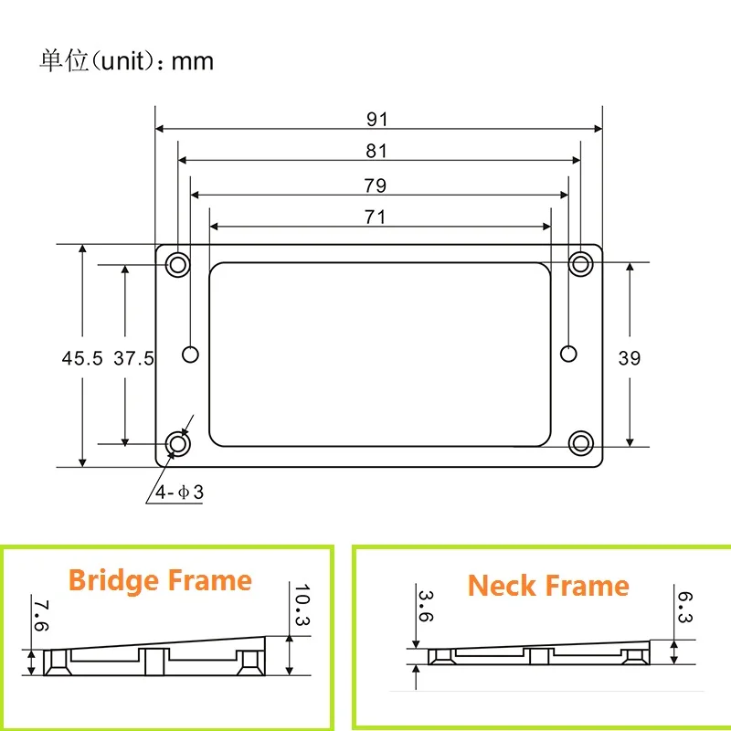 FLEOR 2pcs Plastic Curved Humbucker Pickup Mounting Rings Neck & Bridge Pickup Frames Set Black/Cream Choose for LP Style Guitar