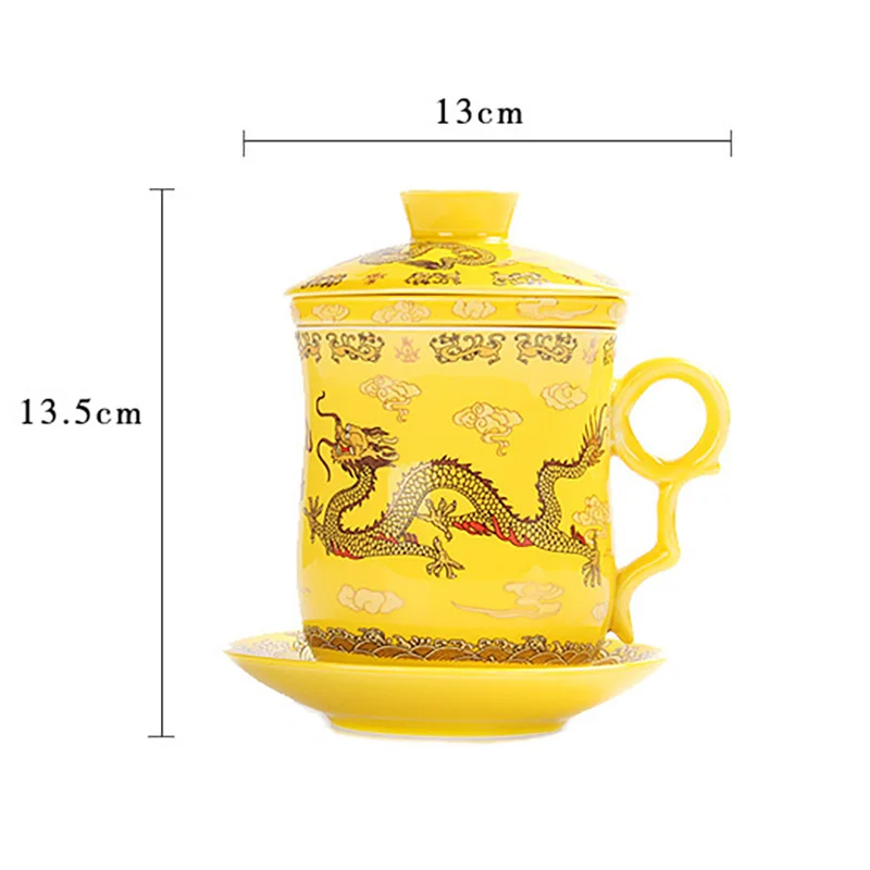 High-grade Chinese Dragon Mug Ceramic Teacups Luxury Office Water Cup Filter Tea Cup Infuser