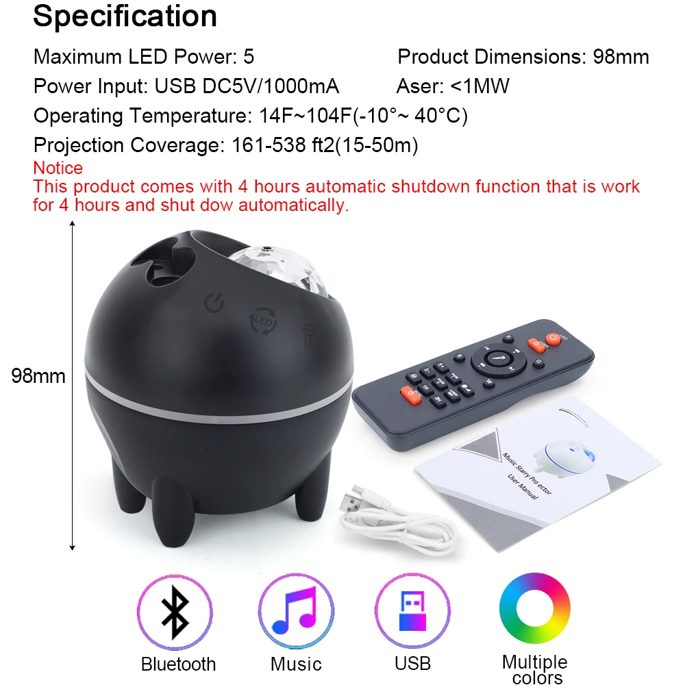 USB LED Night Light Projector Galaxy Lamp Moon Music Starry Water Aurora LED Projector Light Bluetooth-compatible For Home Decor