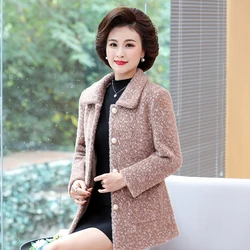 Middle-Aged Mother Autumn Winter Clothes Mink Woolen Coat Short Large Size 5XL New Female Woolen Feminine L36