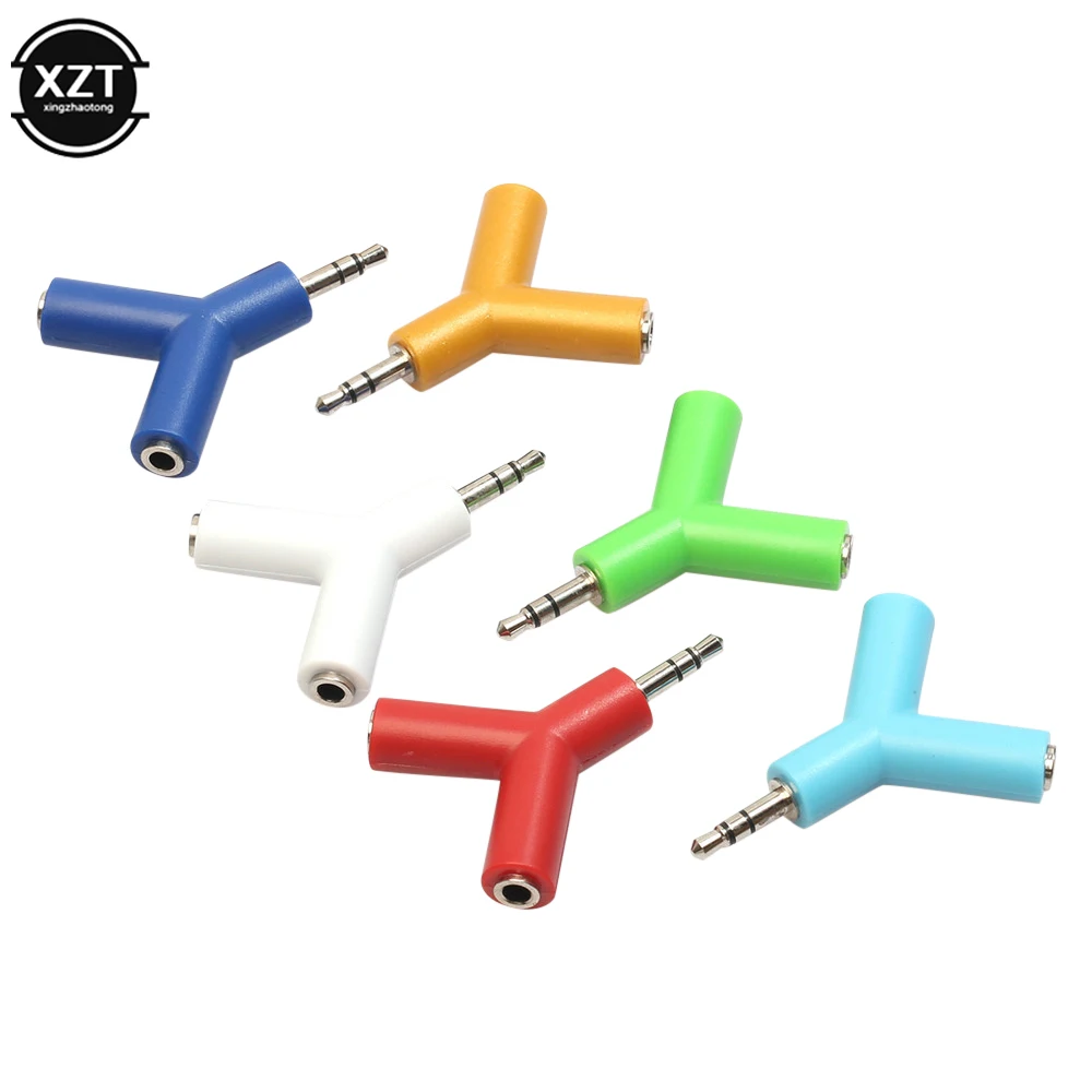 3.5mm Y-shape Earphone Adapter Double Jack Adapter Plug Stereo Headphone Splitter for PC/MP3 Smartphone Player Audio Cables