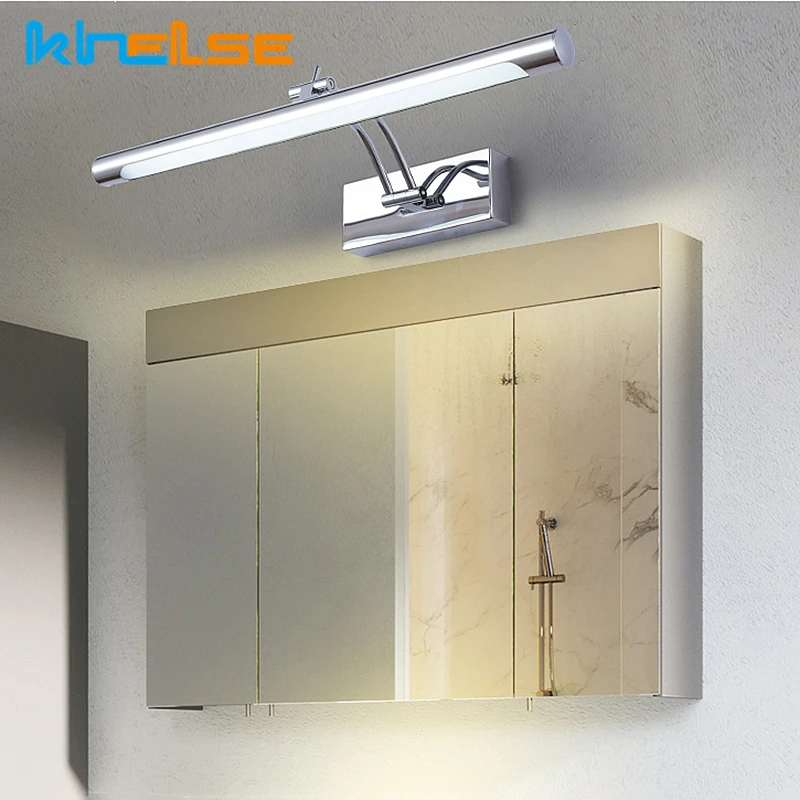 Modern LED Bathroom Wall Lamp With Switch Waterproof L40/55/70CM Cosmetic Mirror Sconce Stainless Steel Home Wall Lights Fixture