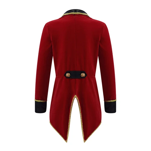 Imagen 2 del producto Disfraz de maestro de ceremonias de circo para niños, disfraz de Showman para niñas y niños, abrigo de esmoquin con cuello de solapa de manga larga, chaqueta para actuación