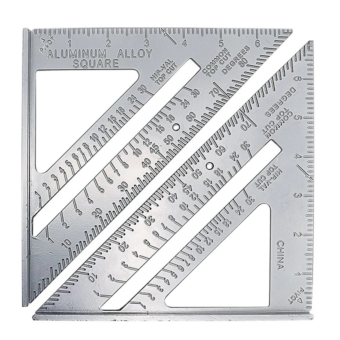 Transportador de velocidad de aleación de aluminio, inglete de medición triangular, regla cuadrada para carpintero, trazador de línea tri-cuadrada, herramienta de carpintería