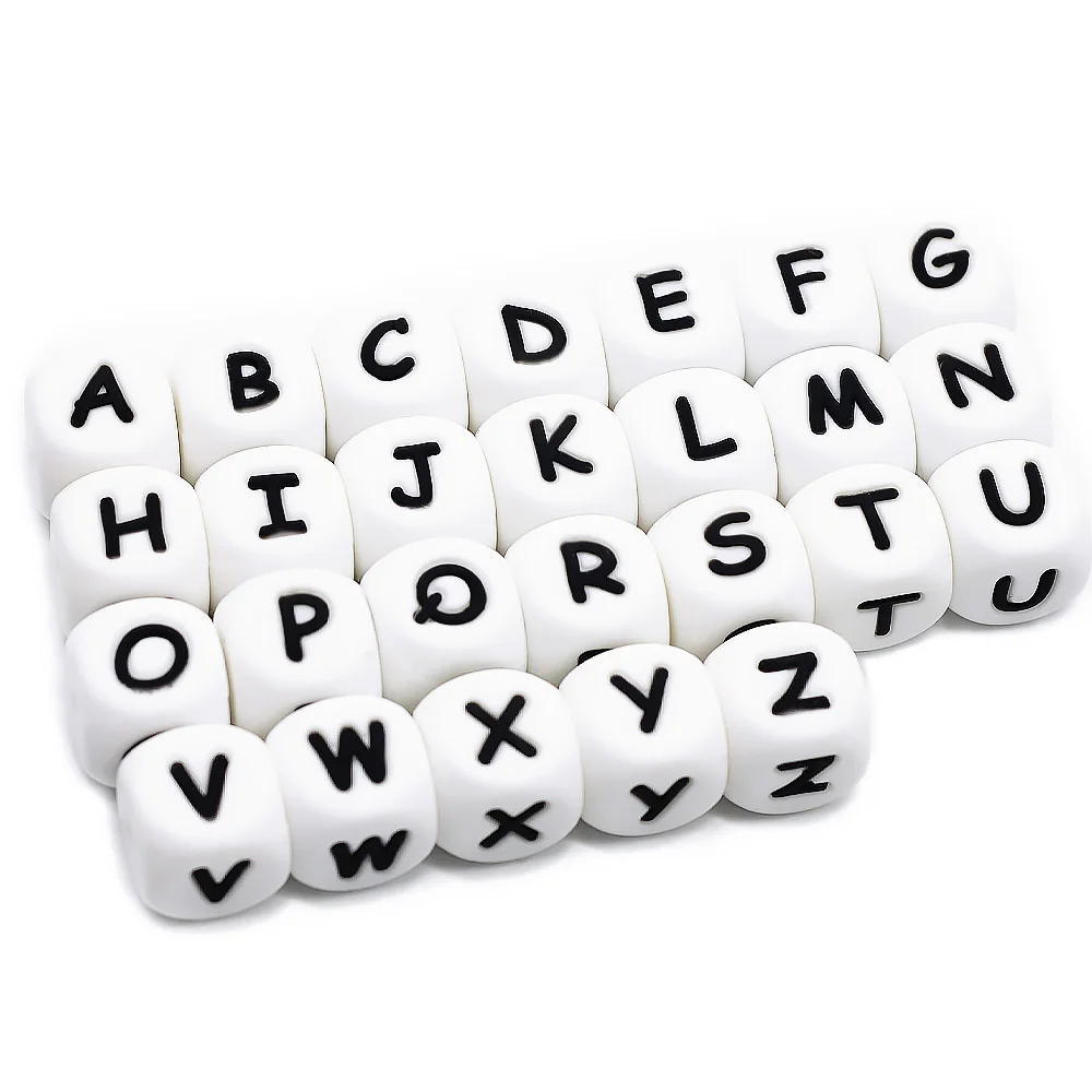 Cute-idea 20pcs Silicone Letters Beads BPA Free Baby English Alphabet Letter Teething Beads DIY pacifier Pendant Toy Accessories