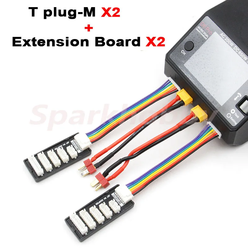 2PCS XT60/XT30/JST/T-plug Balance charger extension cable and 2PCS 2-6S extension board for HOTA D6 D6PRO D6+ smart charger RC