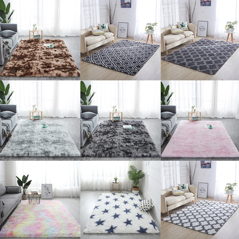 Shaggy Tie-dye Carpet Printed Plush Floor Fluffy Mats Area Rug Living Room Mats 40*40cm