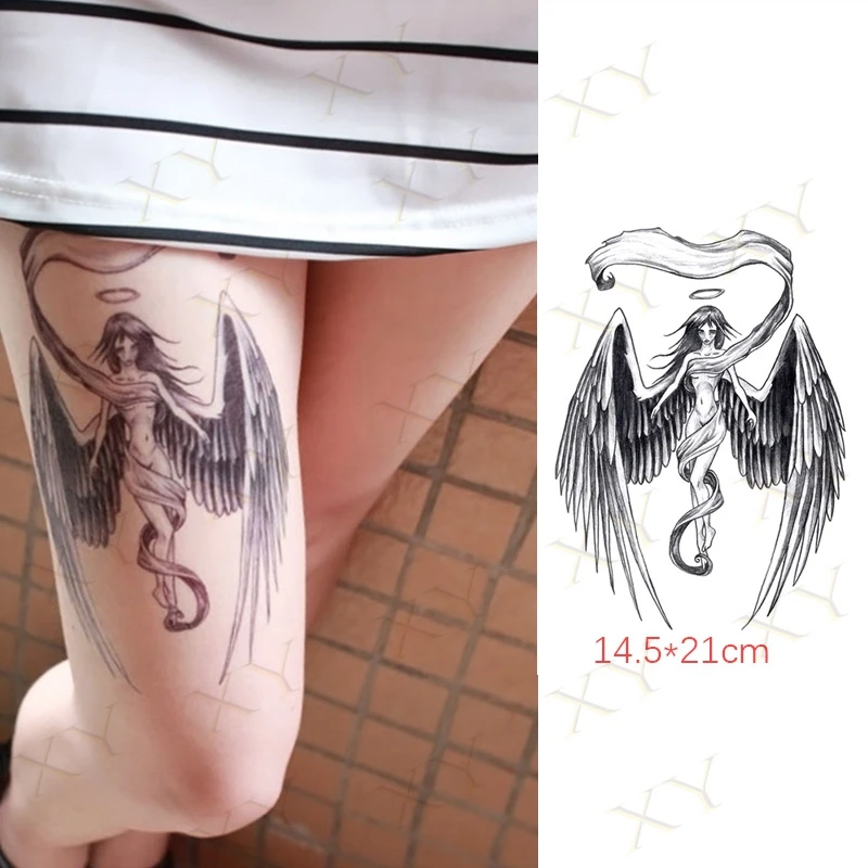 Waterproof Temporary Tattoo Sticker Depraved Angel Wing Flash Tattos Feather Rose Butterfly Body Art Arm Fake Tatoo Women Men