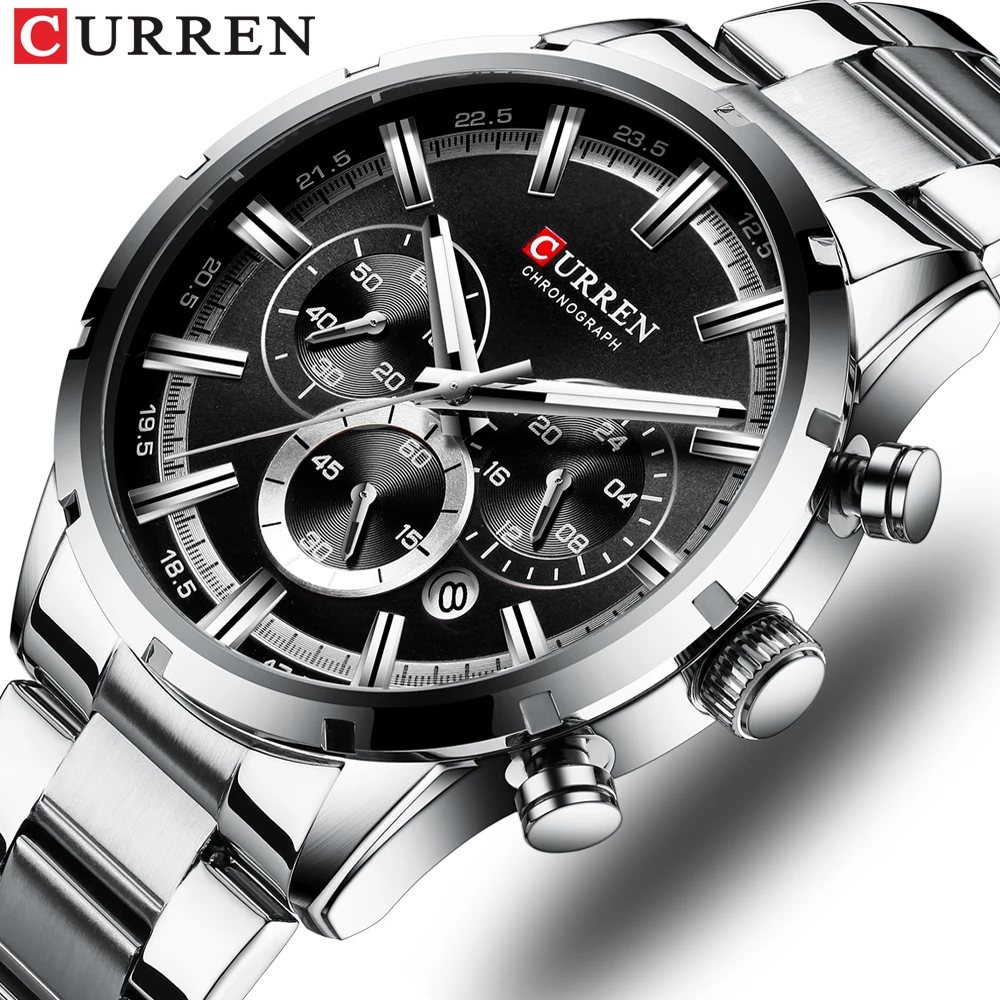 

CURREN Men Watch Top Brand Luxury Sports Quartz Mens Watches Full Steel Waterproof Chronograph Wristwatch Men Relogio Masculino