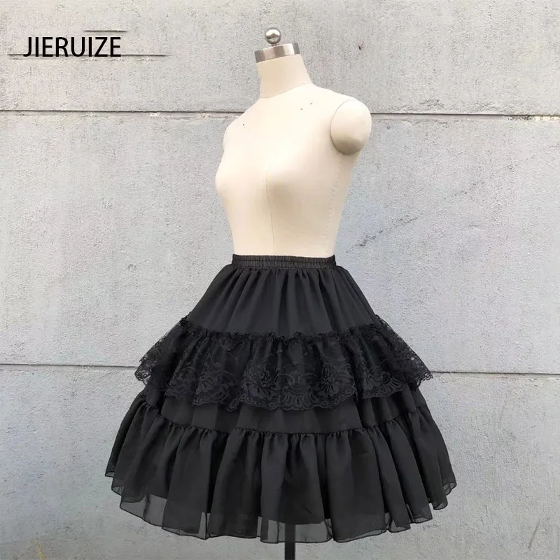 JIERUIZE – jupon Lolita en mousseline de soie et dentelle, robe de bal Cosplay, jupe Tutu de Ballet Rockabilly Crinoline