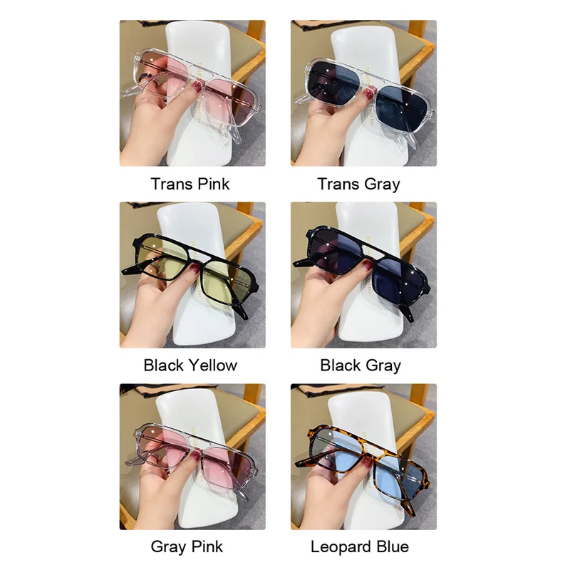 New Square Sunglasses Man Woman Vintage Blue Leopard Sun Glasses Male Female Clear Lens Fashoin Retro Brand Eyeglasses