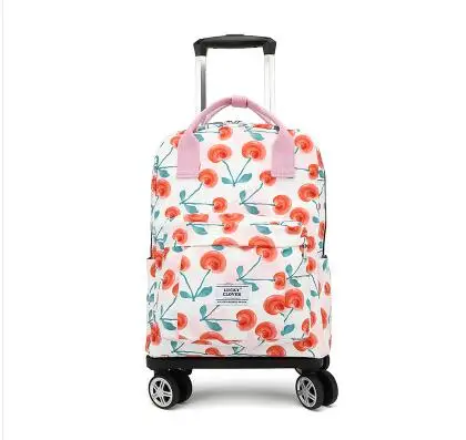 Travel Trolley Bag With Wheels Portable Carry On Hand Rolling Luggage Shopping Bag Picnic Bag Household Grocery Wheeled Backpack