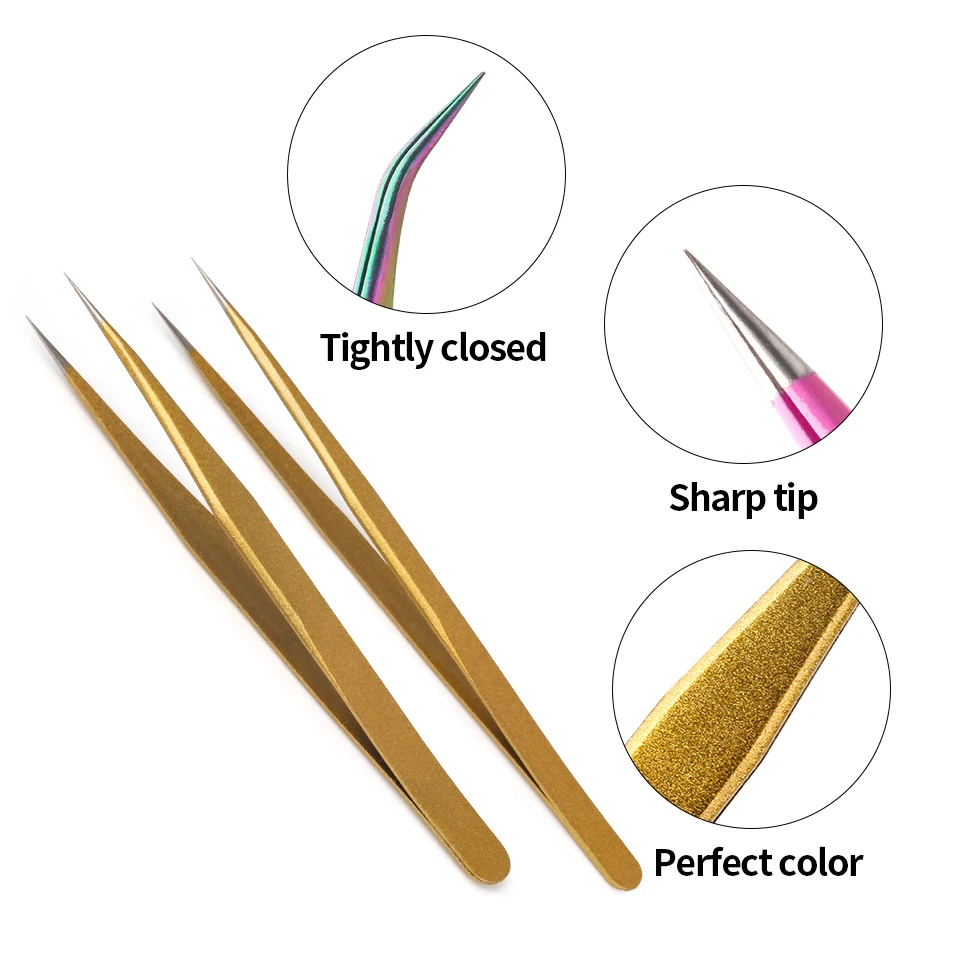 THINKSHOW Individuele wimperverlenging Wenkbrauw Nail Art Pincet Antistatisch Professioneel roestvrijstalen pincet Make-up gereedschap