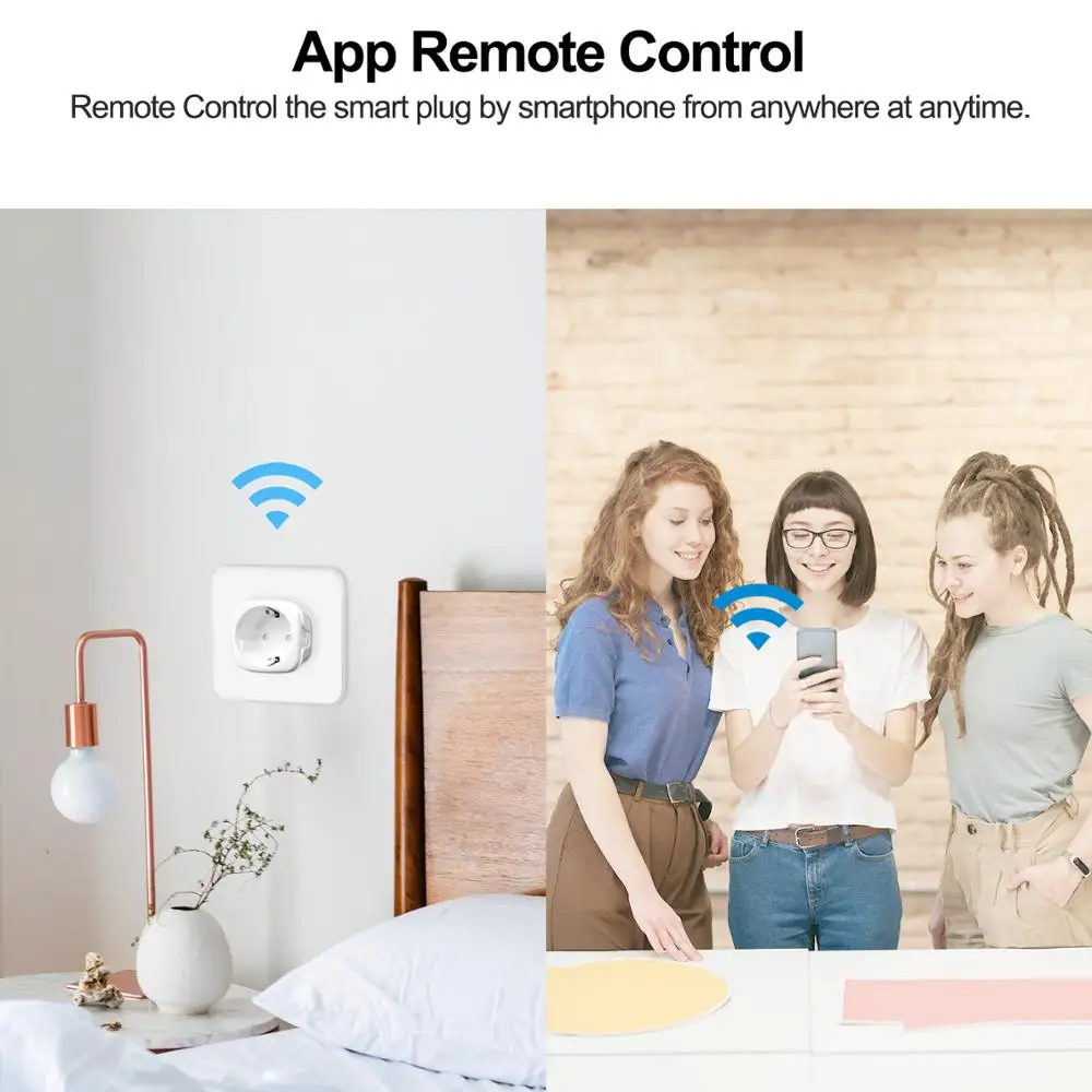 Tuya Wifi Smart Plug EU 16A z funkcją monitorowania mocy aplikacja bezprzewodowa z pilotem gniazdo współpracuje z Alexa Google Home