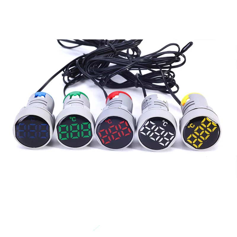 22mm Square Round Protective Film type LED Digital thermometer -20-199 Celsius  AC 50-500V temperature meter Detector Sensor