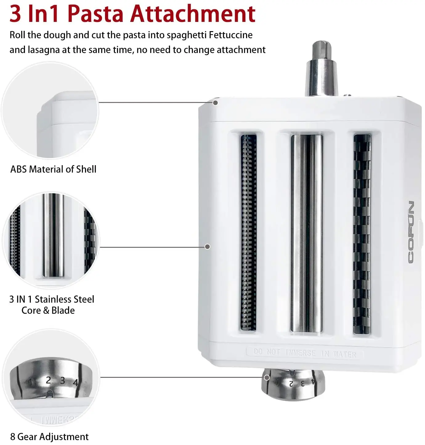 Imagem -06 - Pasta Maker Attachment Conjunto para Cozinha em Stand Mixers Sheet Roller Spaghetti Cutter Cleaning Brush