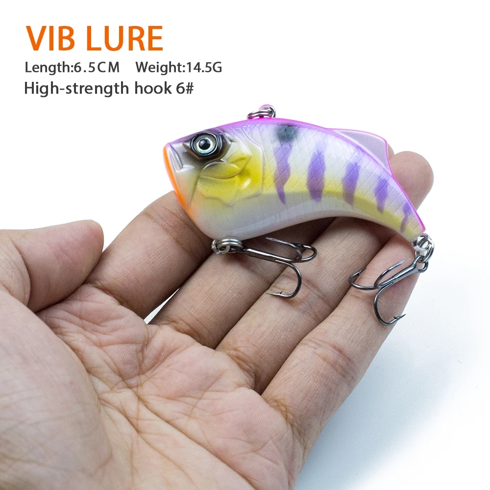 Hanlin 6.5cm/14.5g Popular Vib Crankbait Fishing Lure High Quality Fishing Bait Slow Sinking Fish Pike Wobbler Trout Hard Lure