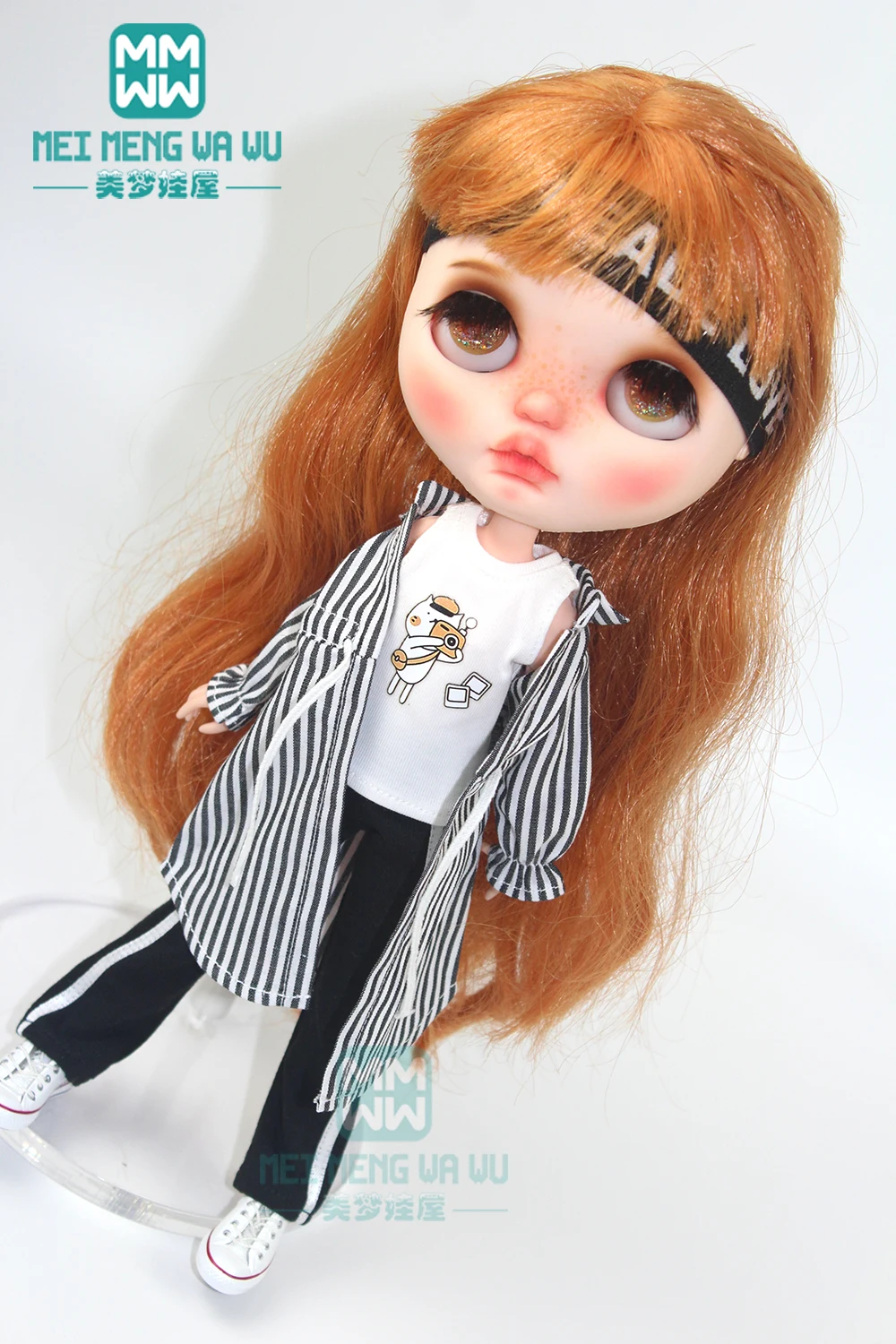 1pcs Blyth Doll Clothes fashion striped shirt, sweatpants, sneakers, socks for Blyth , Azone1/6 doll accessories