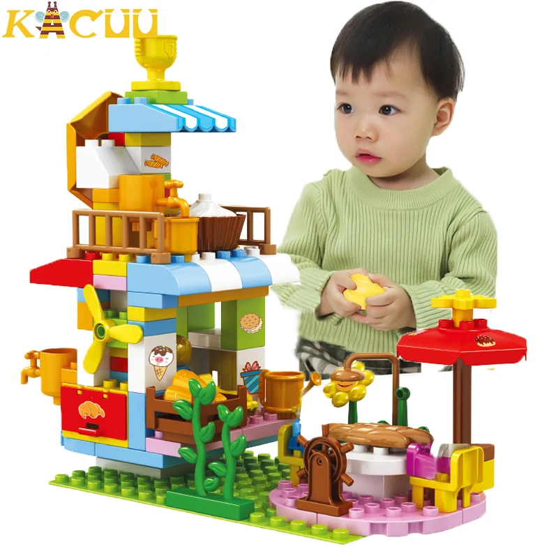 

96PCS Big Size Building Blocks City Revolving Restaurant Model DIY Construction Toys Bricks Children Kid Gift