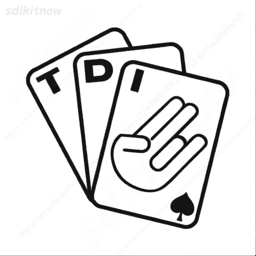 Fashion Poker Card Car Sticker Window TDI Sports Decal Styling For Volkswagen VW Polo Golf Jetta Passat b5 b6 GTI Touran Bora