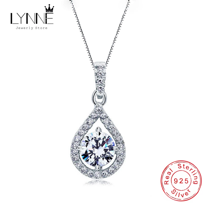 Biżuteria damska 925 Sterling Silver Fine AAA Zircon Angel Tear Water Drop Wisiorek Naszyjniki Prezent Modne Party Rhinestone CZ Choker