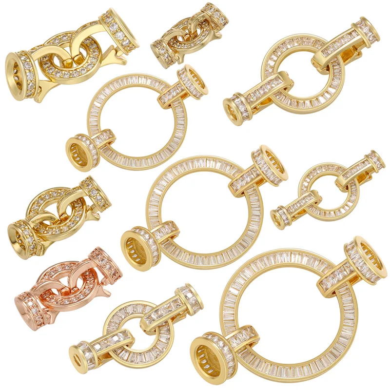 ZHUKOU gold color crystal connectors for bracelet Fastener Clasp for women handmade bracelet accessories wholesale VK135