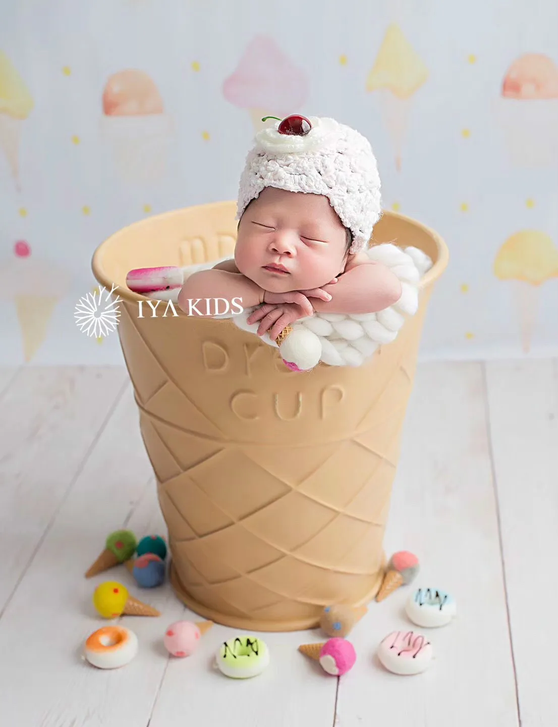 Baby Photography Props Posing Props Ice Cream Cone Type Infant Shoot Containers Big Creative Props Baby Sweet Theme New Style